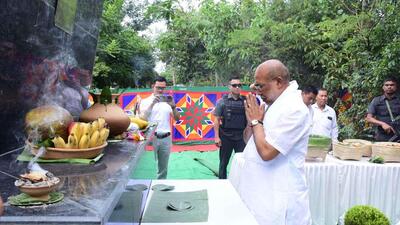 Manipur chief minister N Biren Singh during the 128th birth anniversary functions of Jana Neta Hijam Irabot, a well-known revolutionary social activist of the state, at Hijam Irawat Square in Imphal on Monday.