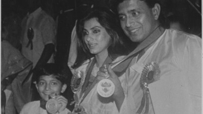 Mithun Chakraborty photographed with Dimple Kapadia in 1995. Mithun Chakraborty photographed with Dimple Kapadia in 1995.