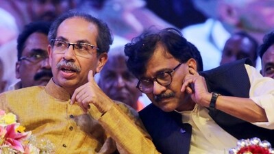 Nagpur: Shiv Sena (UBT) chief Uddhav Balasaheb Thackeray with party leader Sanjay Raut. (PTI)