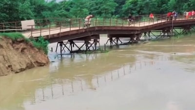 The water level of Tiyar river rises after heavy rains, in Motihari, Bihar (PTI) The water level of Tiyar river rises after heavy rains, in Motihari, Bihar (PTI)