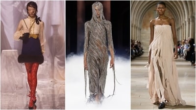 Models present Spring Summer 2025 creations by Valentino, Alexander McQueen and Akris. Models present Spring Summer 2025 creations by Valentino, Alexander McQueen and Akris.