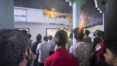Tension prevailed in Thergaon from Sunday night after PCMC demolished an illegal hall built in the vicinity of a madrasa at Pawarnagar in Kalewadi-Theragon. (PTI) Tension prevailed in Thergaon from Sunday night after PCMC demolished an illegal hall built in the vicinity of a madrasa at Pawarnagar in Kalewadi-Theragon. (PTI)