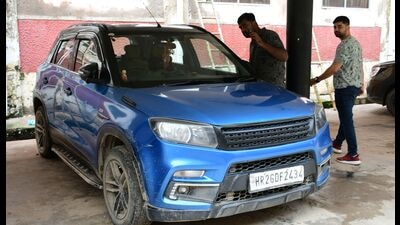 The car in which Dr Srivastava was found dead The car in which Dr Srivastava was found dead