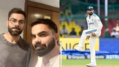 Virat Kohli was spotted in a selfie with a lookalike in Kanpur (X/AFP) Virat Kohli was spotted in a selfie with a lookalike in Kanpur (X/AFP)