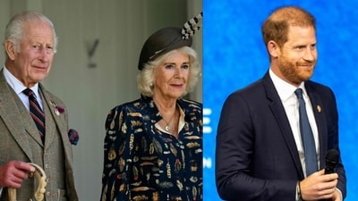 Prince Harry's visit may not lead to a meeting with King Charles due to Queen Camilla's concerns over stress during the King's cancer treatment. ((Photo by ANDY BUCHANAN / AFP), (Photo by Alex Kent / GETTY IMAGES NORTH AMERICA / Getty Images via AFP)) Prince Harry's visit may not lead to a meeting with King Charles due to Queen Camilla's concerns over stress during the King's cancer treatment. ((Photo by ANDY BUCHANAN / AFP), (Photo by Alex Kent / GETTY IMAGES NORTH AMERICA / Getty Images via AFP))
