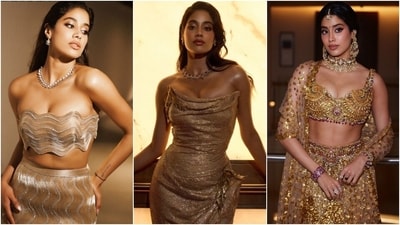Janhvi Kapoor stuns in gold-coloured ensembles. Janhvi Kapoor stuns in gold-coloured ensembles.