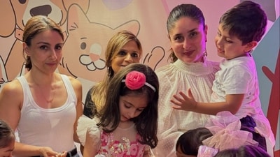 Kareena Kapoor attends Inaaya Kemmu's birthday bash. Kareena Kapoor attends Inaaya Kemmu's birthday bash.