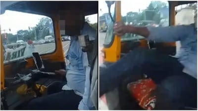 Auto-rickshaw driver attacks car driver in Pune (Screengrab) Auto-rickshaw driver attacks car driver in Pune (Screengrab)