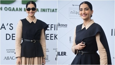 Sonam Kapoor dazzles in a neutral-tone outfit. Sonam Kapoor dazzles in a neutral-tone outfit.