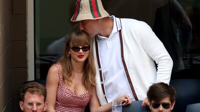 Taylor Swift and Travis Kelce of the Kansas City Chiefs attend the Men's Singles Final match. Jamie Squire/Getty Images/AFP (Photo by JAMIE SQUIRE / GETTY IMAGES NORTH AMERICA / Getty Images via AFP) (Getty Images via AFP) Taylor Swift and Travis Kelce of the Kansas City Chiefs attend the Men's Singles Final match. Jamie Squire/Getty Images/AFP (Photo by JAMIE SQUIRE / GETTY IMAGES NORTH AMERICA / Getty Images via AFP) (Getty Images via AFP)