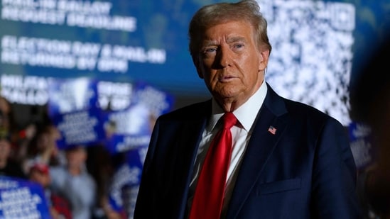 Donald Trump attends a campaign rally at the Bayfront Convention Center on September 29, 2024 in Erie, Pennsylvania. (Getty Images via AFP)