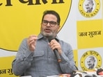 Jan Suraaj founder Prashant Kishore addressing a press conference at party office in Patna, Bihar, India, on September 29 (Photo by Santosh Kumar/ Hindustan Times)