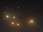 This picture shows projectiles being intercepted by Israel near the northern city of Baqa al-Gharbiya. This picture shows projectiles being intercepted by Israel near the northern city of Baqa al-Gharbiya.