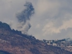 Smoke billows near a village in southern Lebanon after an Israeli air strike, amid cross-border hostilities between Hezbollah and Israel, as seen from northern Israel.