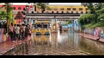 Visakhapatnam: Vehicles move on a waterlogged road after heaving rainfall, in Anakapalle, near Visakhapatnam, Thursday, Sept. 26, 2024. (PTI Photo) (PTI)