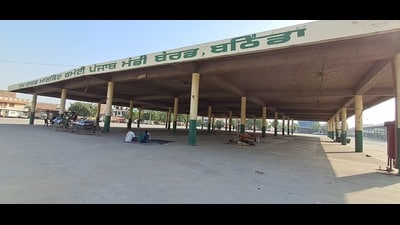 A grain market wears a deserted look in Bathinda. A grain market wears a deserted look in Bathinda.