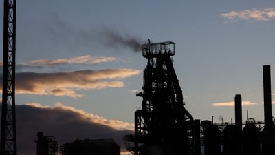 A view shows the last working blast furnace of Tata Steel Port Talbot steel production plant at Port Talbot, on the last day of its functioning, in Wales, Britain. (Reuters)