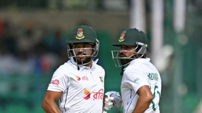 Najmul Hossain Shanto and Shadman Islam then balanced attack and caution well to put up a 55-run stand for the fourth wicket. (AFP) Najmul Hossain Shanto and Shadman Islam then balanced attack and caution well to put up a 55-run stand for the fourth wicket. (AFP)