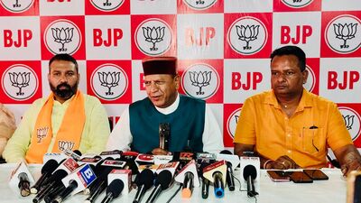 Himachal Pradesh BJP state president Rajiv Bindal during a press conference in Panchkula on Tuesday. (HT Photo) Himachal Pradesh BJP state president Rajiv Bindal during a press conference in Panchkula on Tuesday. (HT Photo)