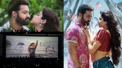 Janhvi Kapoor and Jr NTR in Devara song Chuttamalle Janhvi Kapoor and Jr NTR in Devara song Chuttamalle