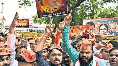 Maratha Kranti Thok Morcha workers are among those agitating for certification. (Photo by Raju Shinde/ Hindustan Times) (Hindustan Times) Maratha Kranti Thok Morcha workers are among those agitating for certification. (Photo by Raju Shinde/ Hindustan Times) (Hindustan Times)