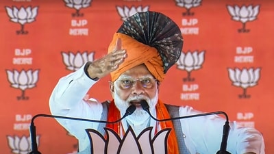 Prime Minister Narendra Modi addresses a public meeting ahead of Haryana Assembly elections, in Palwal, Haryana. (PTI) Prime Minister Narendra Modi addresses a public meeting ahead of Haryana Assembly elections, in Palwal, Haryana. (PTI)