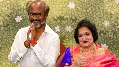 Rajinikanth has been admitted to the hospital and his wife Latha gave an update. (AFP/Punit Paranjpe) Rajinikanth has been admitted to the hospital and his wife Latha gave an update. (AFP/Punit Paranjpe)