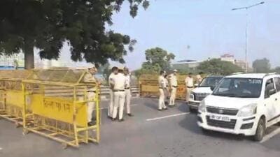 Security at Singhu border. (PTI) Security at Singhu border. (PTI)