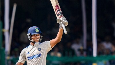 India's Yashasvi Jaiswal celebrates his half-century on the fifth day of the second Test against Bangladesh (PTI) India's Yashasvi Jaiswal celebrates his half-century on the fifth day of the second Test against Bangladesh (PTI)