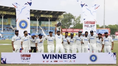 India competed against Bangladesh and time and beat both as they recorded a seven-wicket win in the second Test. This is despite two and a half-days of the match being washed off and the pitch not having too many demons in them. Ravindra Jadeja, Ravichandran Ashwin, Jasprit Bumrah and Akash Deep followed up on the utterly astonishing work done by the batters in India's first innings on Day 4. Yashasvi Jaiswal then scored his second half-century of the match as India chased down the target of 95 and won the match with more than a session to spare. (BCCI) India competed against Bangladesh and time and beat both as they recorded a seven-wicket win in the second Test. This is despite two and a half-days of the match being washed off and the pitch not having too many demons in them. Ravindra Jadeja, Ravichandran Ashwin, Jasprit Bumrah and Akash Deep followed up on the utterly astonishing work done by the batters in India's first innings on Day 4. Yashasvi Jaiswal then scored his second half-century of the match as India chased down the target of 95 and won the match with more than a session to spare. (BCCI)
