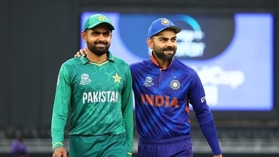 Babar Azam (L) and Virat Kohli during the India vs Pakistan T20 World Cup match in 2021. (Getty) Babar Azam (L) and Virat Kohli during the India vs Pakistan T20 World Cup match in 2021. (Getty)