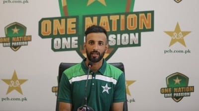 Shan Masood attending a press conference. (PCB) Shan Masood attending a press conference. (PCB)