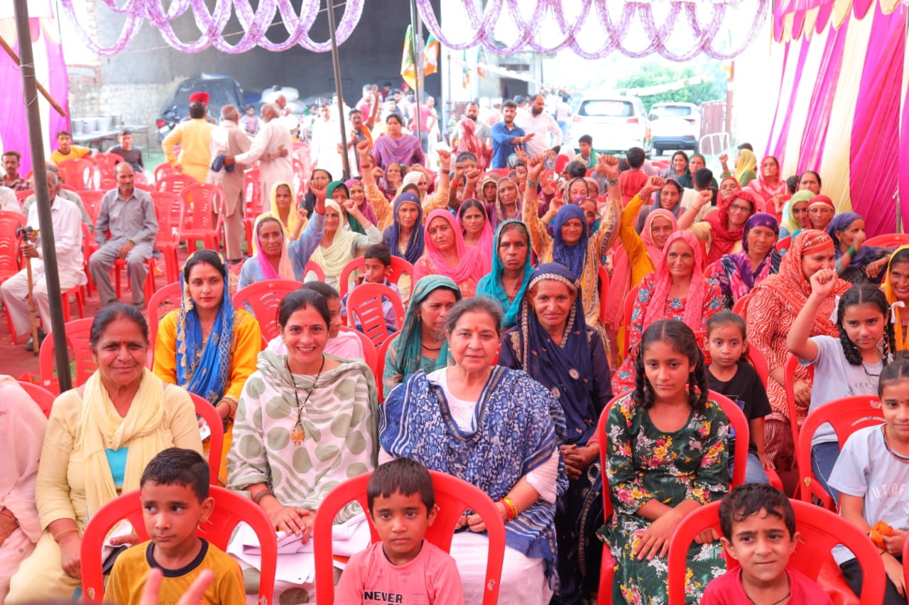 BJP candidate Shakti Rani Sharma during a rally in Kalka on Tuesday. (HT Photo) BJP candidate Shakti Rani Sharma during a rally in Kalka on Tuesday. (HT Photo)