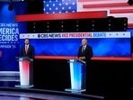 Republican vice presidential nominee Sen. JD Vance, R-Ohio, and Democratic vice presidential nominee Minnesota Gov. Tim Walz, participate in a vice presidential debate hosted by CBS News in New York, Tuesday, Oct. 1, 2024. Republican vice presidential nominee Sen. JD Vance, R-Ohio, and Democratic vice presidential nominee Minnesota Gov. Tim Walz, participate in a vice presidential debate hosted by CBS News in New York, Tuesday, Oct. 1, 2024.
