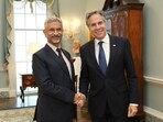 External affairs minister S Jaishankar  during his meeting with United States Secretary of State Antony Blinken in Washington DC.