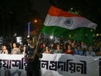 Kolkata: People take part in a protest rally under the banner of Joint Platform of Doctors, against the alleged sexual assault and murder of a trainee doctor at RG Kar Medical College and Hospital, in Kolkata, Tuesday, Oct 1, 2024. Kolkata: People take part in a protest rally under the banner of Joint Platform of Doctors, against the alleged sexual assault and murder of a trainee doctor at RG Kar Medical College and Hospital, in Kolkata, Tuesday, Oct 1, 2024.