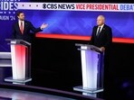 Republican vice presidential candidate, Sen. JD Vance (R-OH), and Democratic vice presidential candidate, Minnesota Gov. Tim Walz, participate in a debate at the CBS Broadcast Center on October 1, 2024 in New York City. (Photo by CHIP SOMODEVILLA / GETTY IMAGES NORTH AMERICA / Getty Images via AFP) Republican vice presidential candidate, Sen. JD Vance (R-OH), and Democratic vice presidential candidate, Minnesota Gov. Tim Walz, participate in a debate at the CBS Broadcast Center on October 1, 2024 in New York City. (Photo by CHIP SOMODEVILLA / GETTY IMAGES NORTH AMERICA / Getty Images via AFP)
