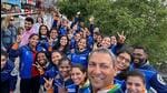 India chief coach Harendra Singh with the women’s hockey team. (Hockey India)