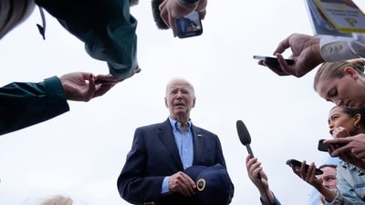 President Joe Biden speaks to the media before boarding Air Force One at Joint Base Andrews, Md., Wednesday, Oct. 2, 2024. (AP) President Joe Biden speaks to the media before boarding Air Force One at Joint Base Andrews, Md., Wednesday, Oct. 2, 2024. (AP)