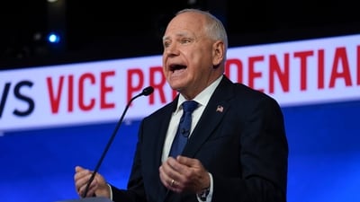 Tim Walz says ‘I became friends with school shooters’ in debate gaffe (AP Photo/Matt Rourke) (AP)