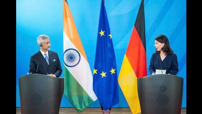 Foreign Minister of India Subrahmanyam Jaishankar, left, and German Foreign Minister Annalena Baerbock speak during a press conference on the sidelines of the Business Day of the Conference of Heads of German Missions Abroad at the Federal Foreign Office, in Berlin, Tuesday Sept. 10, 2024. (Christophe Gateau/dpa via AP) (AP) Foreign Minister of India Subrahmanyam Jaishankar, left, and German Foreign Minister Annalena Baerbock speak during a press conference on the sidelines of the Business Day of the Conference of Heads of German Missions Abroad at the Federal Foreign Office, in Berlin, Tuesday Sept. 10, 2024. (Christophe Gateau/dpa via AP) (AP)
