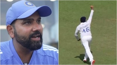 Rohit Sharma reacted to his one-handed catch in the 2nd Test vs Bangladesh (BCCI/X) Rohit Sharma reacted to his one-handed catch in the 2nd Test vs Bangladesh (BCCI/X)