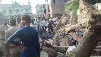 Police and locals carry out rescue work after an explosion at a firecrackers factory in Kalyanpur village of Bareilly district, Wednesday. (PTI Photo) Police and locals carry out rescue work after an explosion at a firecrackers factory in Kalyanpur village of Bareilly district, Wednesday. (PTI Photo)