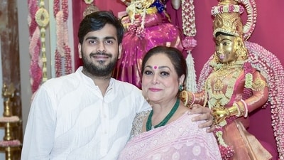 Tina Ambani with her younger son, Jai Anshul Ambani (Instagram/@tinaambaniofficial) Tina Ambani with her younger son, Jai Anshul Ambani (Instagram/@tinaambaniofficial)