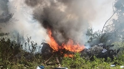 Helicopter with 3 people onboard crashes in Pune's Bavdhan, 2 dead
