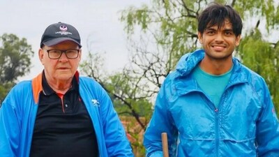 Klaus Bartonietz (L) with Neeraj Chopra (Instagram)
