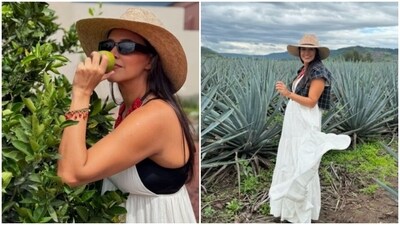 Neha Dhupia recently visited Mexico for two days and her Instagram profile is replete with snippets from her travel diaries. The actor, a few days back, shared a super fun reel documenting her time in Mexico. From trying out new hats to posing in stunning attires, Neha did it all in her trip. Take a look at snippets of Neha’s Mexico diaries here. (Instagram/@nehadhupia) Neha Dhupia recently visited Mexico for two days and her Instagram profile is replete with snippets from her travel diaries. The actor, a few days back, shared a super fun reel documenting her time in Mexico. From trying out new hats to posing in stunning attires, Neha did it all in her trip. Take a look at snippets of Neha’s Mexico diaries here. (Instagram/@nehadhupia)