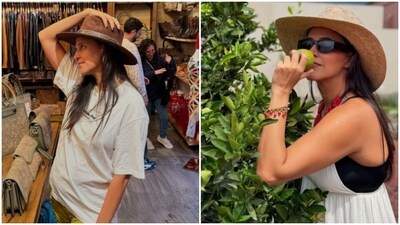 Stop and smell the lemons – this seems to be Neha’s travel mantra. The actor posed with lemons and wore statement hats. (Instagram/@nehadhupia) Stop and smell the lemons – this seems to be Neha’s travel mantra. The actor posed with lemons and wore statement hats. (Instagram/@nehadhupia)