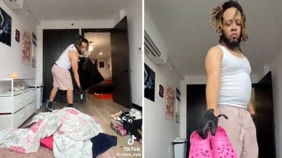 In a TikTok video, shared on X, user Vince Nyla can be seen emptying his daughter's room. (X/@WizMonifaaa)