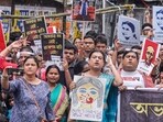 Junior doctors and others take out a protest march against the alleged sexual assault and murder of a postgraduate trainee doctor of the RG Kar Hospital, in Kolkata on Wednesday. Junior doctors and others take out a protest march against the alleged sexual assault and murder of a postgraduate trainee doctor of the RG Kar Hospital, in Kolkata on Wednesday.
